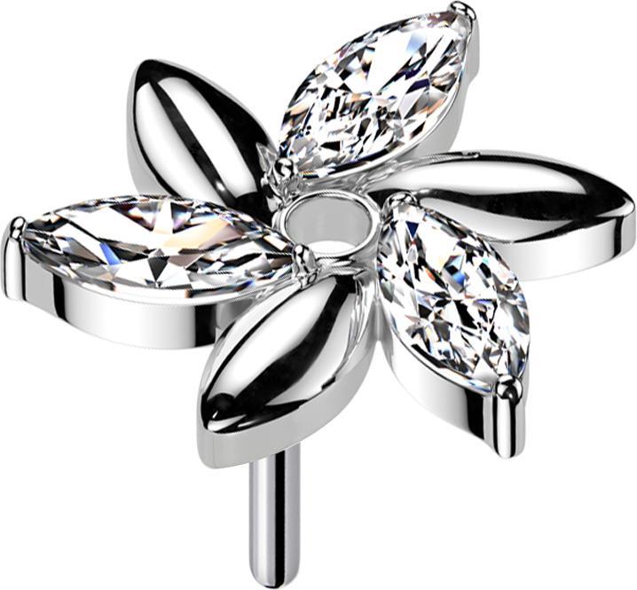 Actual product image Star Piercing Threadless Wirbel Blume silber Kristalle silber (without brass, Titanium)