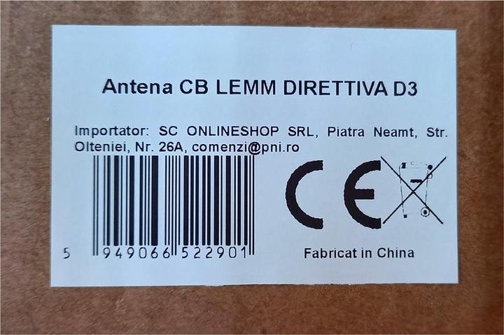 Produktbild Lemm Einfache CB-Antenne DIRETTIVA D3, 3 Elemente, 26-30 MHz, 1200 W, Gewinn 9 dB, Länge 270 cm, Win