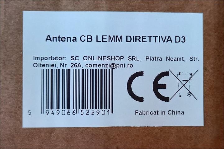 Produktbild Lemm Einfache CB-Antenne DIRETTIVA D3, 3 Elemente, 26-30 MHz, 1200 W, Gewinn 9 dB, Länge 270 cm, Win