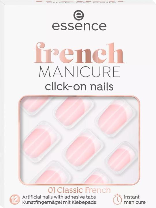 Produktbild essence French Manicure click-on Nails 12 Stück (Kunstnägel, Nude)