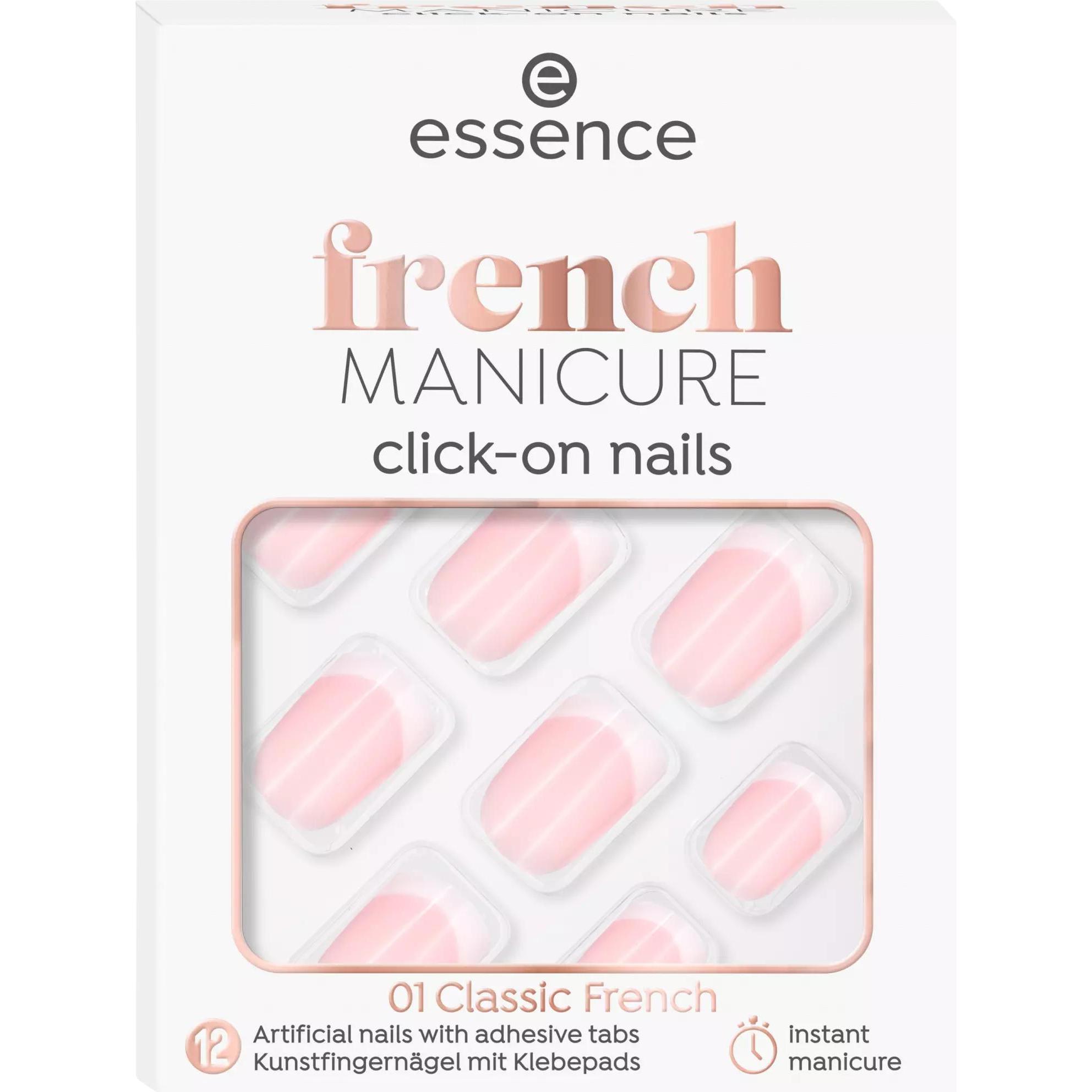 Thumbnail - essence, Nagelstyling + Kunstnägel, French Manicure click-on Nails 12 Stück (Kunstnägel, Nude)