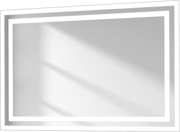 Emke Badspiegel LED 40x60 cm, Warm-/Kaltweiss, Kippschalter, Antibeschlag, Aluminiumrahmen, IP44