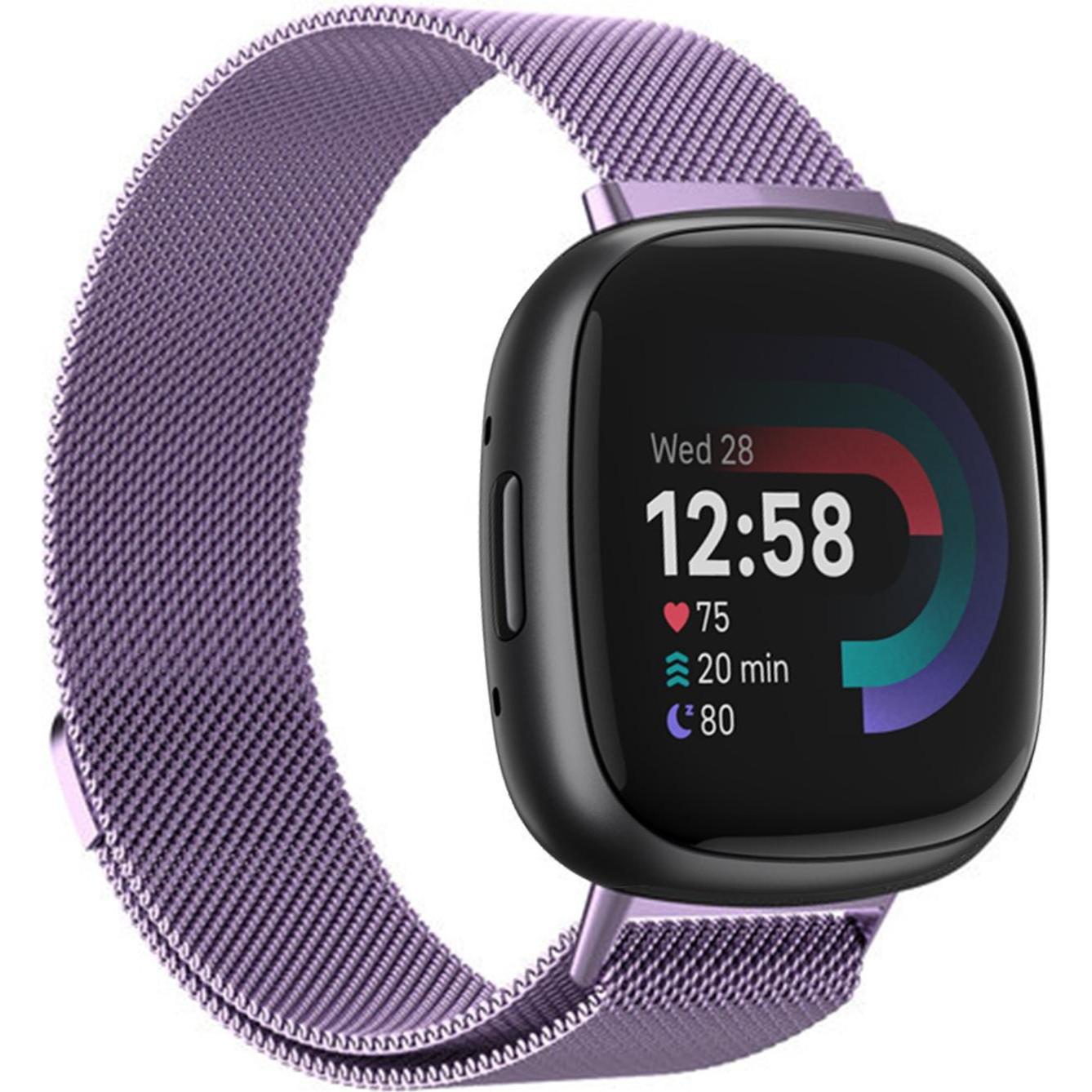 Strap-it Armband (Edelstahl, Fitbit Versa 4), Uhrenarmband, Violett