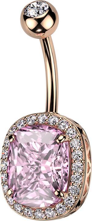 Immagine prodotto Star Piercing Banana rosegold con cristallo a sfera argento e cristallo grande rosa (Ottone, Acciaio chirurgico 316L)