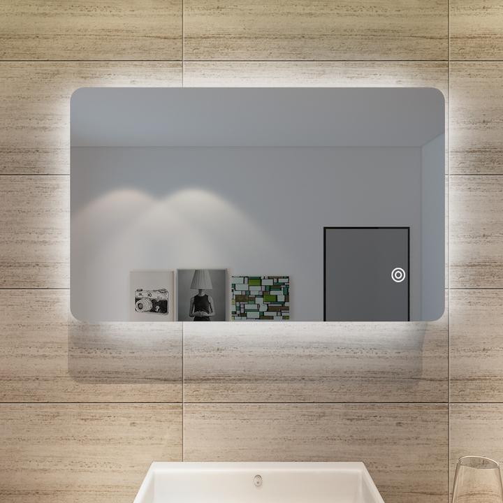 Produktbild SONNI Badezimmerspiegel LED-Spiegel, (Winkel-)Wandspiegel mit LED-Beleuchtung, Kaltweiss, IP44, energ