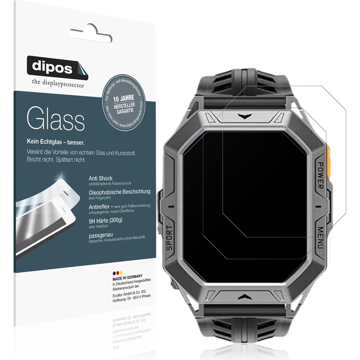 Dipos Anti-Shock Displayschutz Matt 9H, Smartwatch Schutzfolie, Transparent