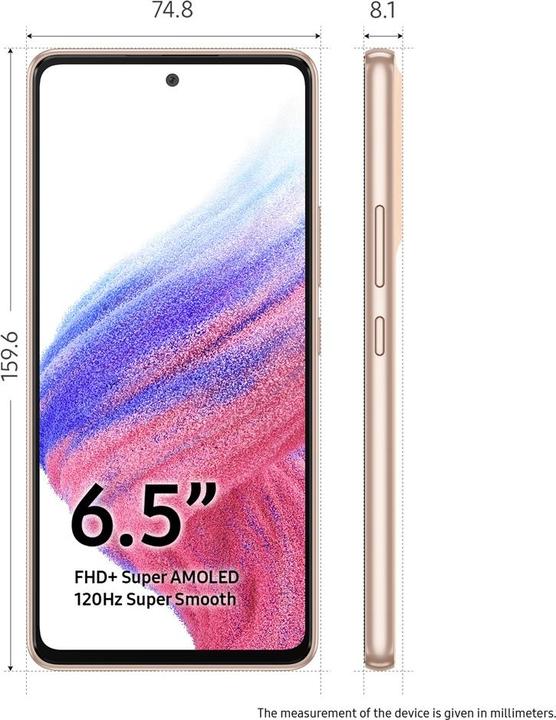 Produktbild Samsung Galaxy A53 5G (256 GB, Awesome Peach, 6.50", Dual SIM, 64 Mpx, 5G)