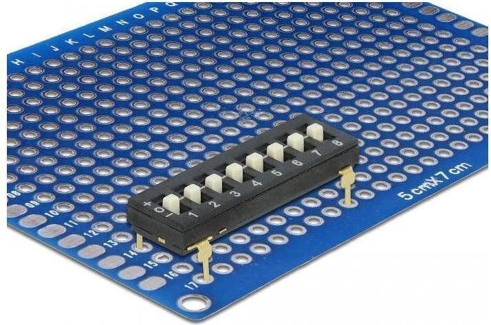 Image du produit Delock Commutateur DIP Tri-State 8 positions 2,54mm grille THT verticale noir 2 pièces
