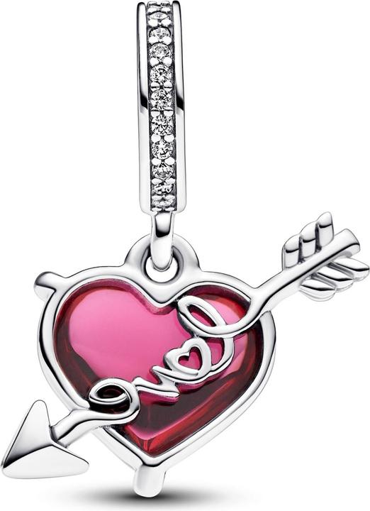 Immagine prodotto Pandora Ciondolo in vetro di Murano con cuore e freccia rossi (Argento 925, Vetro)