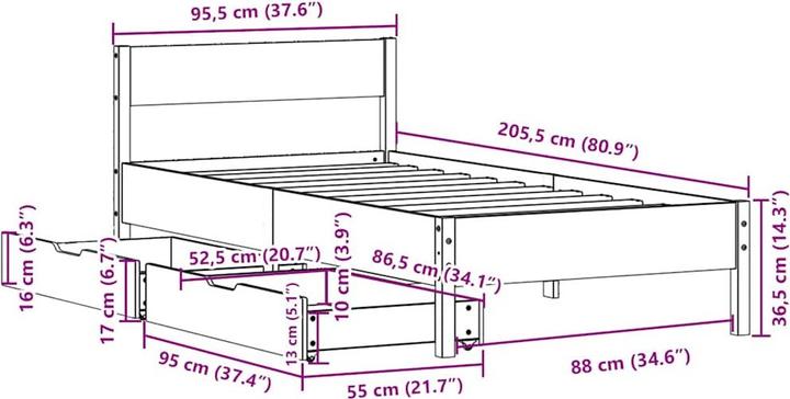 Image du produit vidaXL Bettgestell (90 x 200 cm)