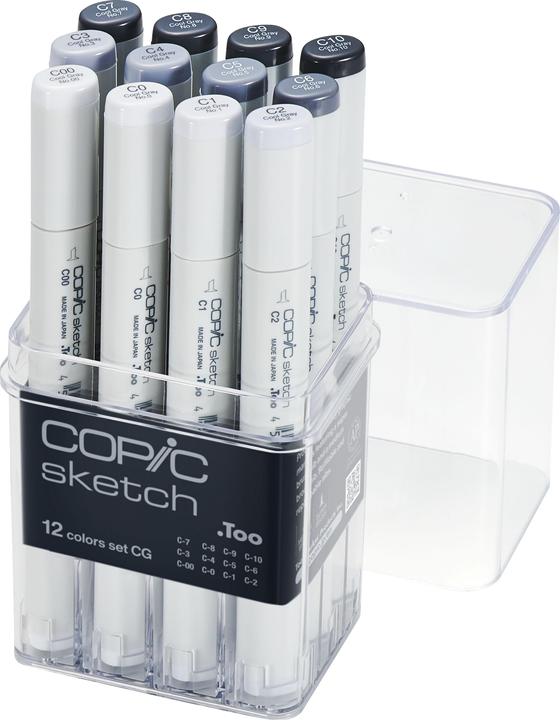 Actual product image Copic Marker sketch, set of 12 "Grey "ne CG" (Grey, 3 mm, 12 x)