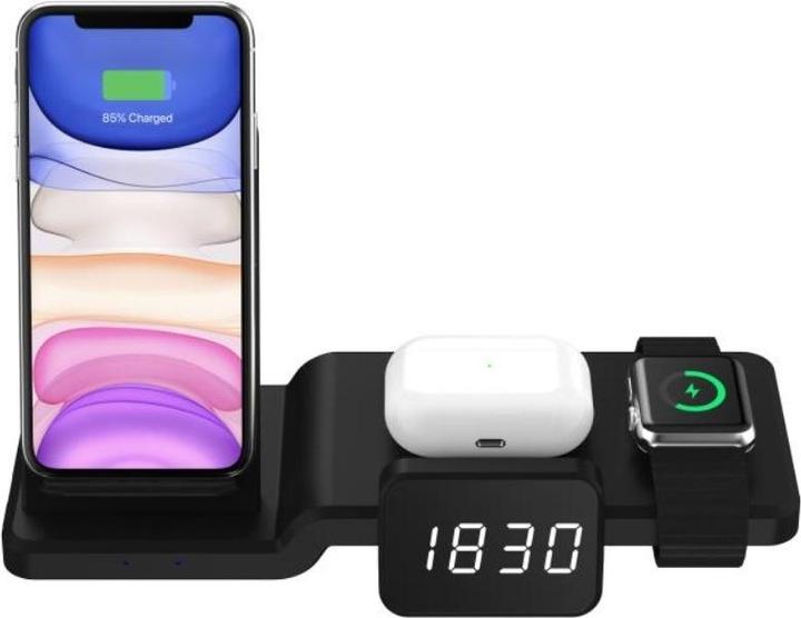 Produktbild Deltalabs Qi Fast Charging Ladegerät Dockingstation Apple Watch / Smartphone / AirPods (15 W)