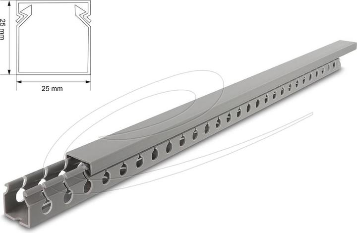 Produktbild Delock Verdrahtungskanal 25 x 25 mm - Länge 1 m grau (100 cm)