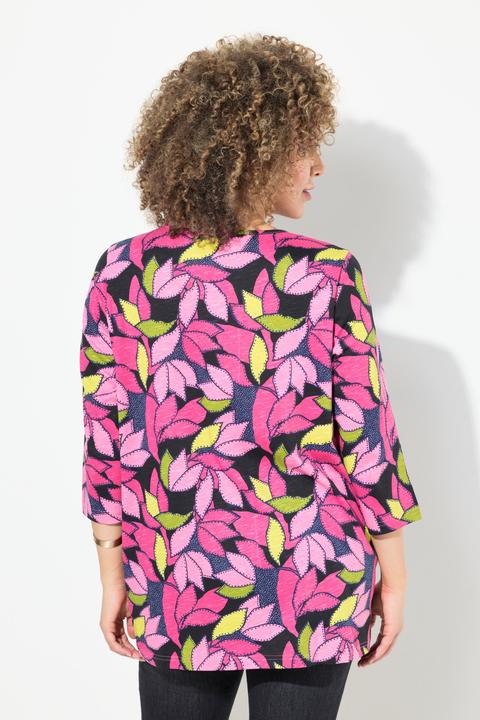 Produktbild Ulla Popken Shirt, Blätter, A-Linie, V-Ausschnitt, 3/4-Arm (46, 48)