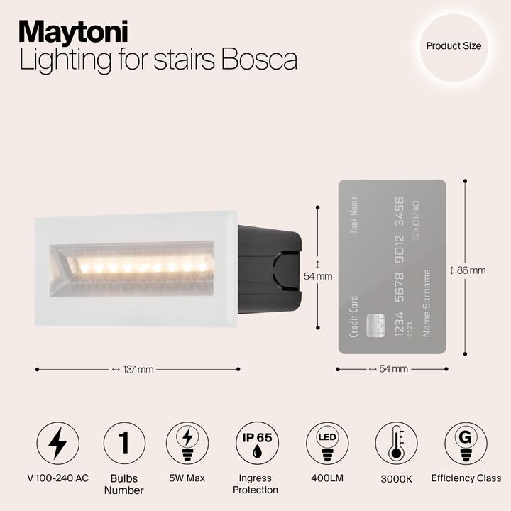 Actual product image Maytoni Bosca LED staircase lighting 5W White IP65 Warm white (400 lm, IP65)