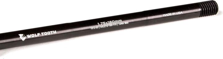 Actual product image Wolf Tooth Thru axle, HR 12x180mm, M12x1.75, 17mm, black