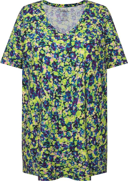 Image du produit Ulla Popken T-shirt long floral à manches courtes. Ligne A et col V (62)