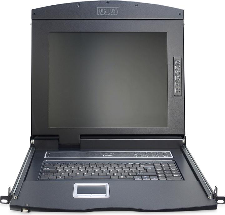Produktbild Digitus Modulare Konsole mit 17" TFT (43,2cm), 16-Port KVM & Touchpad, UK-Tastatur