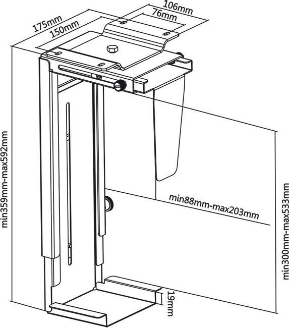 Produktbild Maclean MC-713 B MC-713 B Einstellbare Untertisch-/Wand-CPU-Halterung