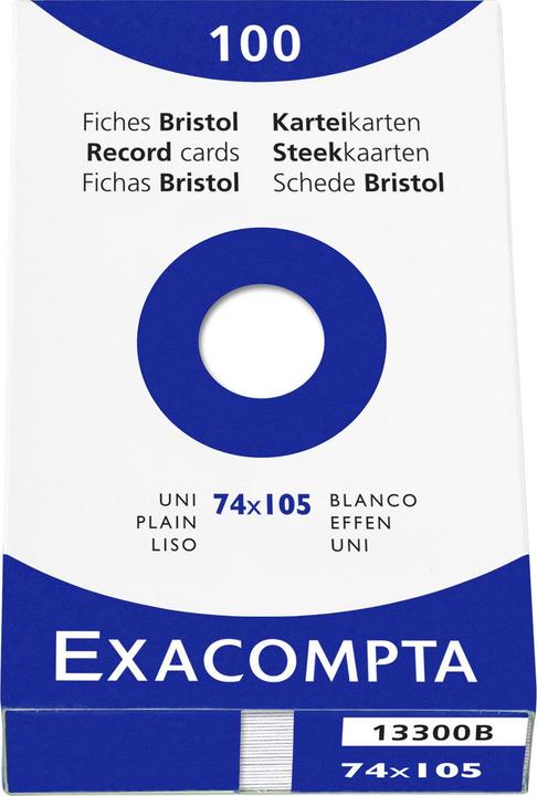Exacompta Karteikarten A7, blanko (A7, 205 g/m², 100 x)