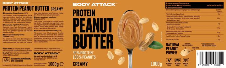 Nutritional values and ingredients Body Attack Peanut Butter (1000 g)