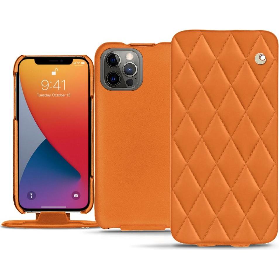 Noreve Lederschutzhülle vertikal (Apple iPhone 13 Pro Max), Smartphone Hülle, Orange
