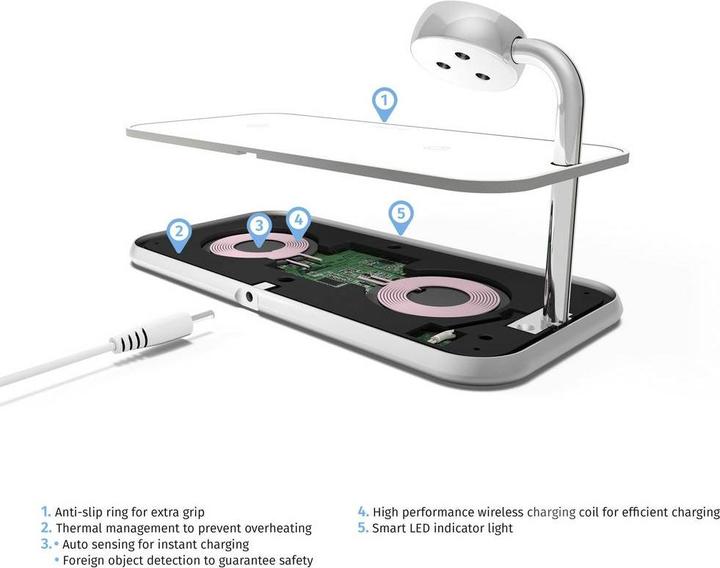 Immagine prodotto Zens Alluminio Dual Wireless Charger + orologio (20 W)