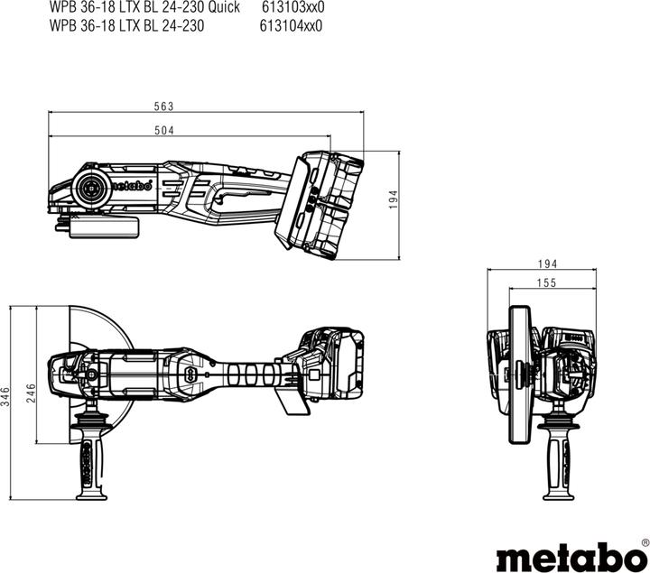 Image du produit Metabo WPB 36-18 LTX BL 24-230 Quick (230 mm)