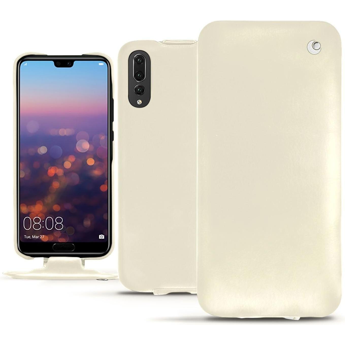 Noreve Lederschutzhülle vertikal (Huawei P20 Pro), Smartphone Hülle, Weiss