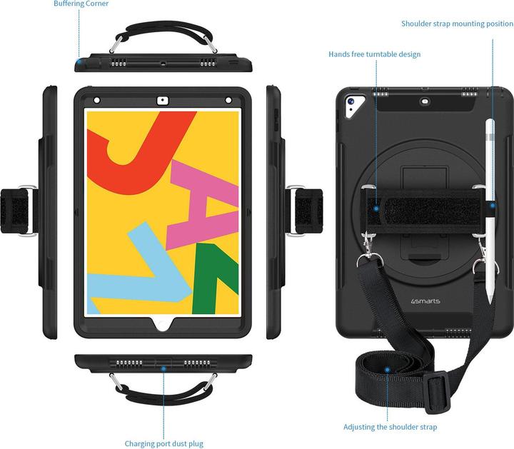 Productafbeelding 4smarts Stevige Grip Case (Apple iPad 2019 (7e generatie), Apple iPad 2020 (8e generatie), Apple iPad 2021 (9e generatie))