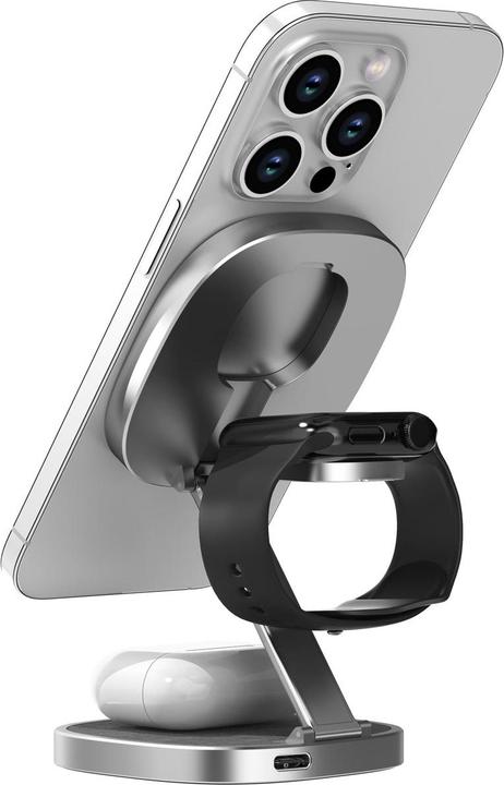 Immagine prodotto Xlayer Stazione di ricarica induttiva MagFix Pro 3 in 1, grigio, 15 watt (15 W)