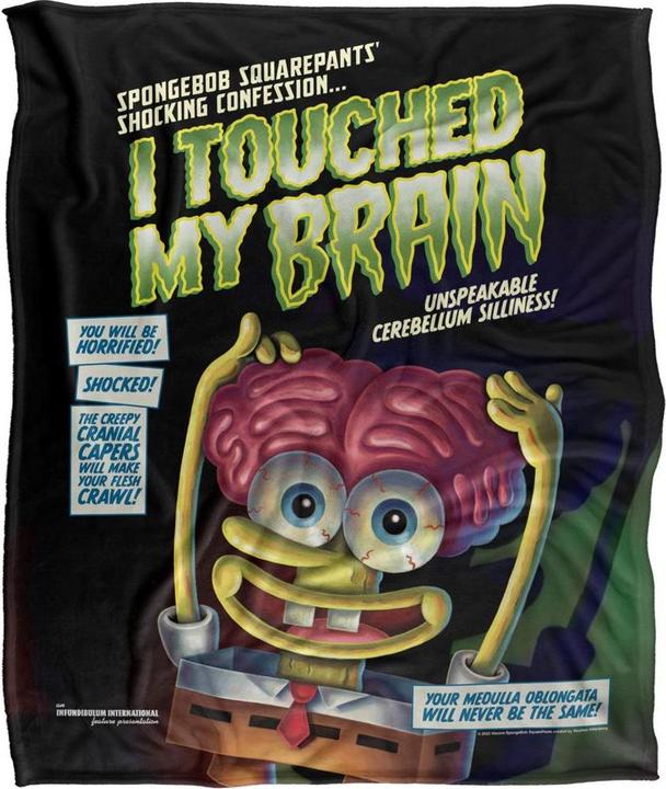 Spongebob Squarepants Touched My Brain Decke Seidig Supersoft (152 x 127 cm)