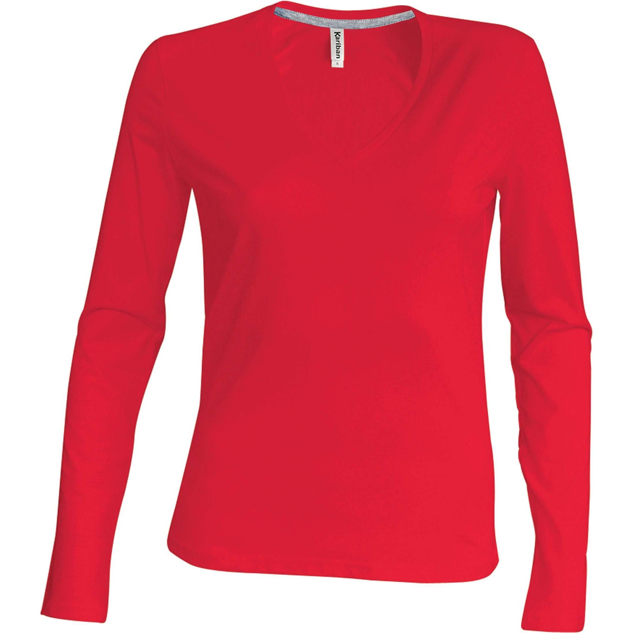 Kariban, Damen, Shirt, Col V, Rot, (3XL)