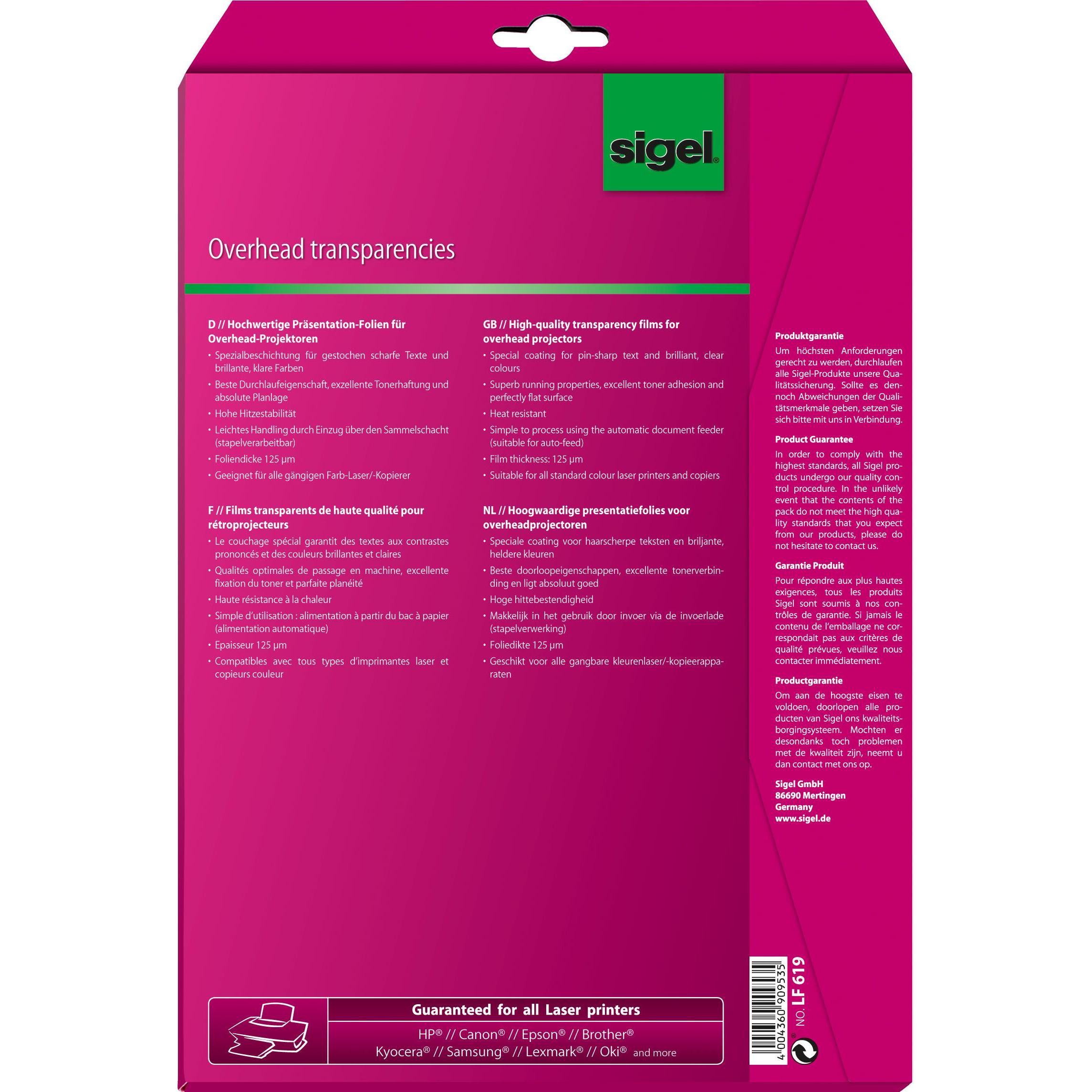 Thumbnail - Sigel, Kopierpapier, Farbl.-Kop.Folie 125my (125 g/m², 20 x, A4)