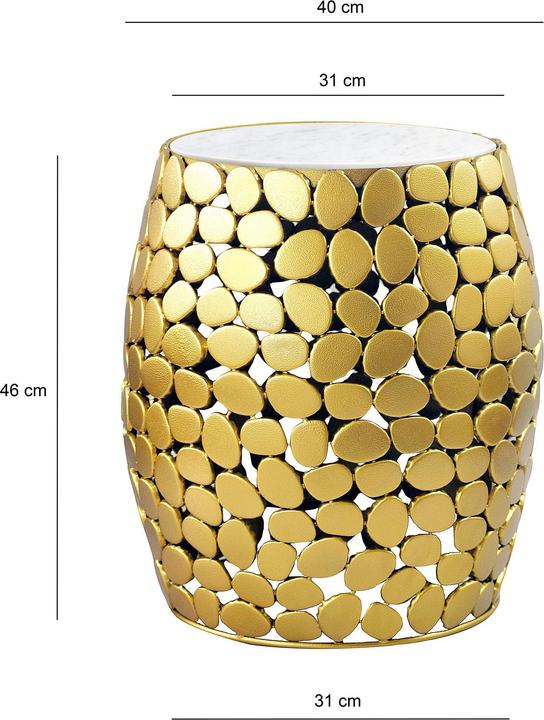Produktbild FineBuy Beistelltisch rund 40cm Metall Couchtisch Marmor Alu Wohnzimmertisch Dekotisch