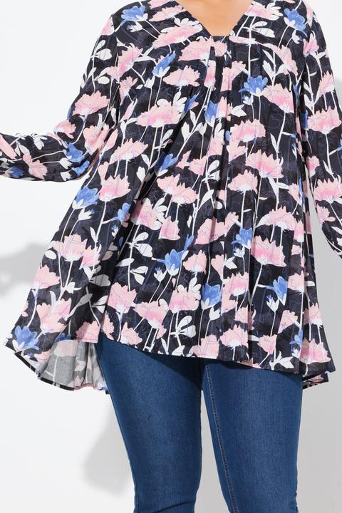 Immagine prodotto Ulla Popken Blusa dal taglio svasato con stampa, scollo rettangolare e maniche lunghe (50, 52)