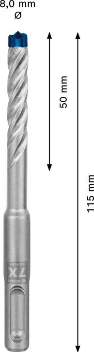 Produktbild Bosch Professional Zubehör EXPERT SDS plus-7X Hammerbohrer, 8 x 50 x 115 mm (8 Millimeter)