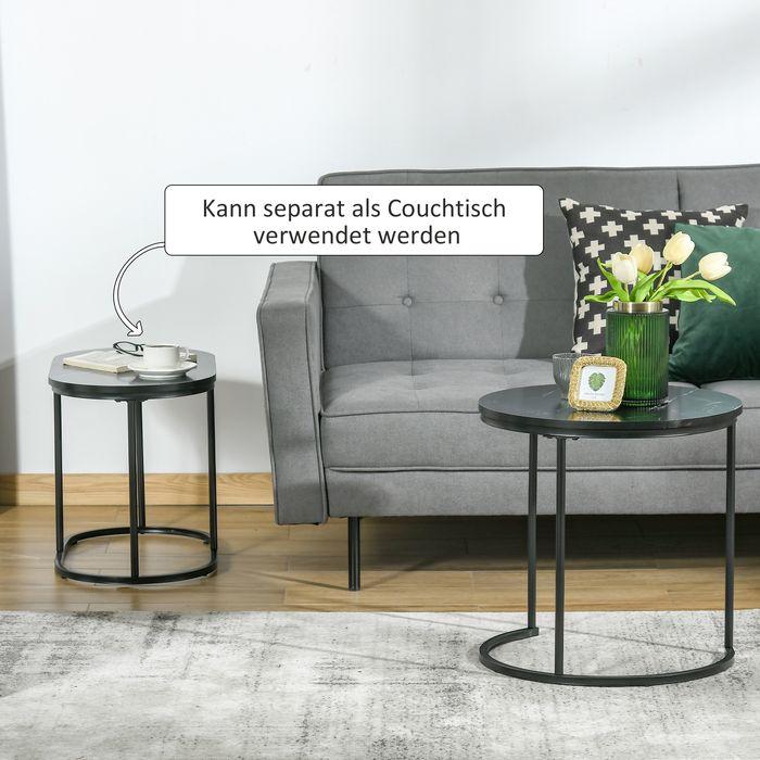 Image du produit Swisshandel24 Set de 2 tables d'appoint en design industriel, aspect marbre, table basse, table d'appoint (60 x 60.50 x 51 cm)