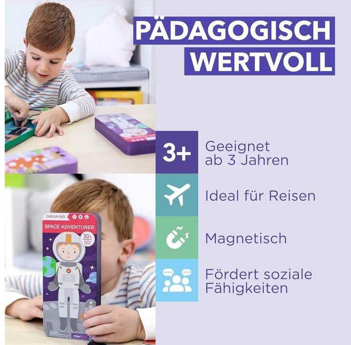 Actual product image mierEdu Magnetic game Box Dress Up - Astronaut to dress up I Promotes motor skills and imagination I Ideal (31 pieces)