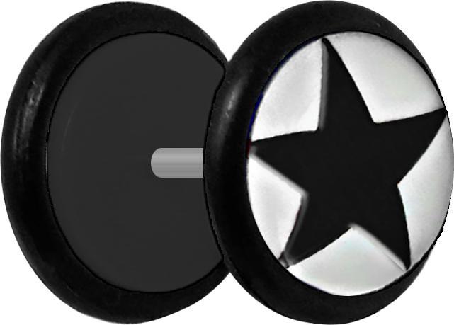 Produktbild Star Piercing Fake Plug mit schwarzem Stern (Kunststoff)
