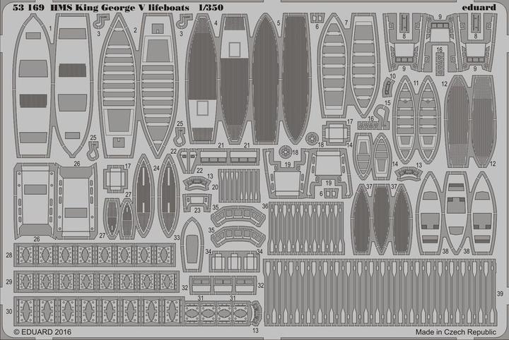 Actual product image Eduard HMS King George V lifeboats for Tamiya