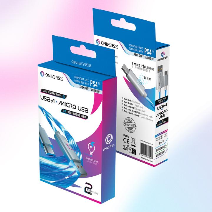 Produktbild Oniverse Micro Usb Charge Cable With Led, 2 Meters - White (2 m)