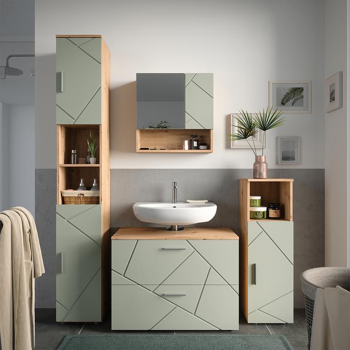 Produktbild Vicco Waschbeckenunterschrank Irma, Salbeigrün/Artisan, 80 x 58.6 cm mit Schubladen (80 x 41 x 58.60 cm)