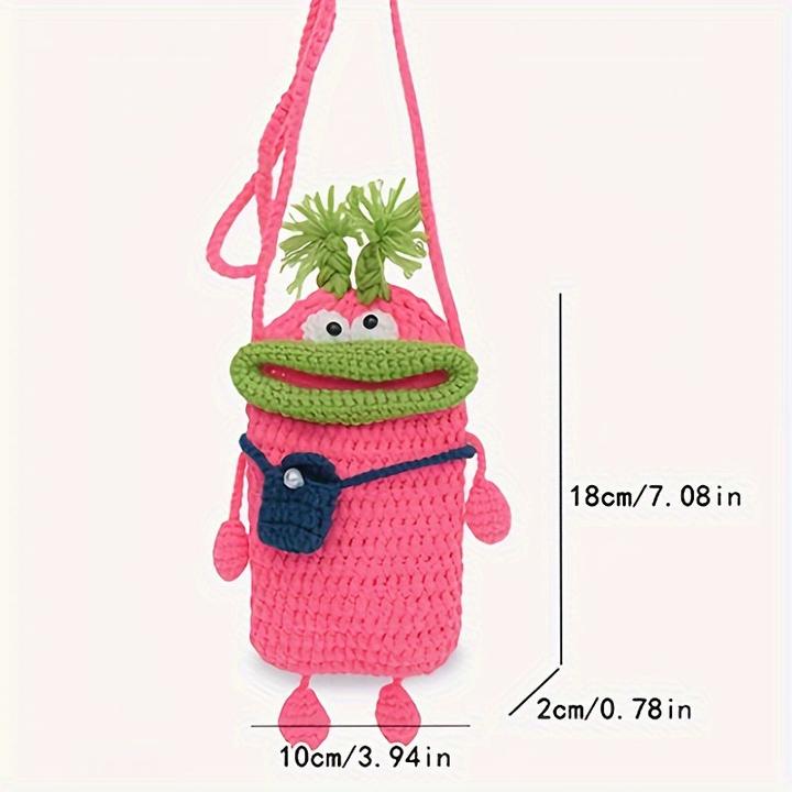 Only-Bags.Store Borsa a tracolla chic con stampa animale fatta a mano - Simpatica custodia per telefono in lana