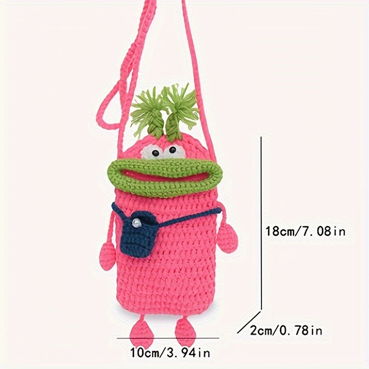 Only-Bags.Store Borsa a tracolla chic con stampa animale fatta a mano - Simpatica custodia per telefono in lana