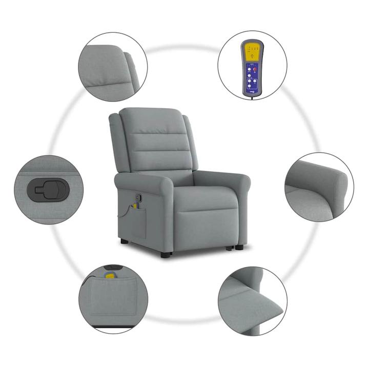 Actual product image VidaXL Massage chair with stand-up aid Light grey fabric