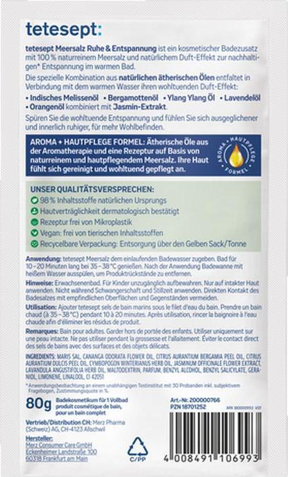 Produktbild Tetesept Ruhe & Entspannung 80g (Badesalz)