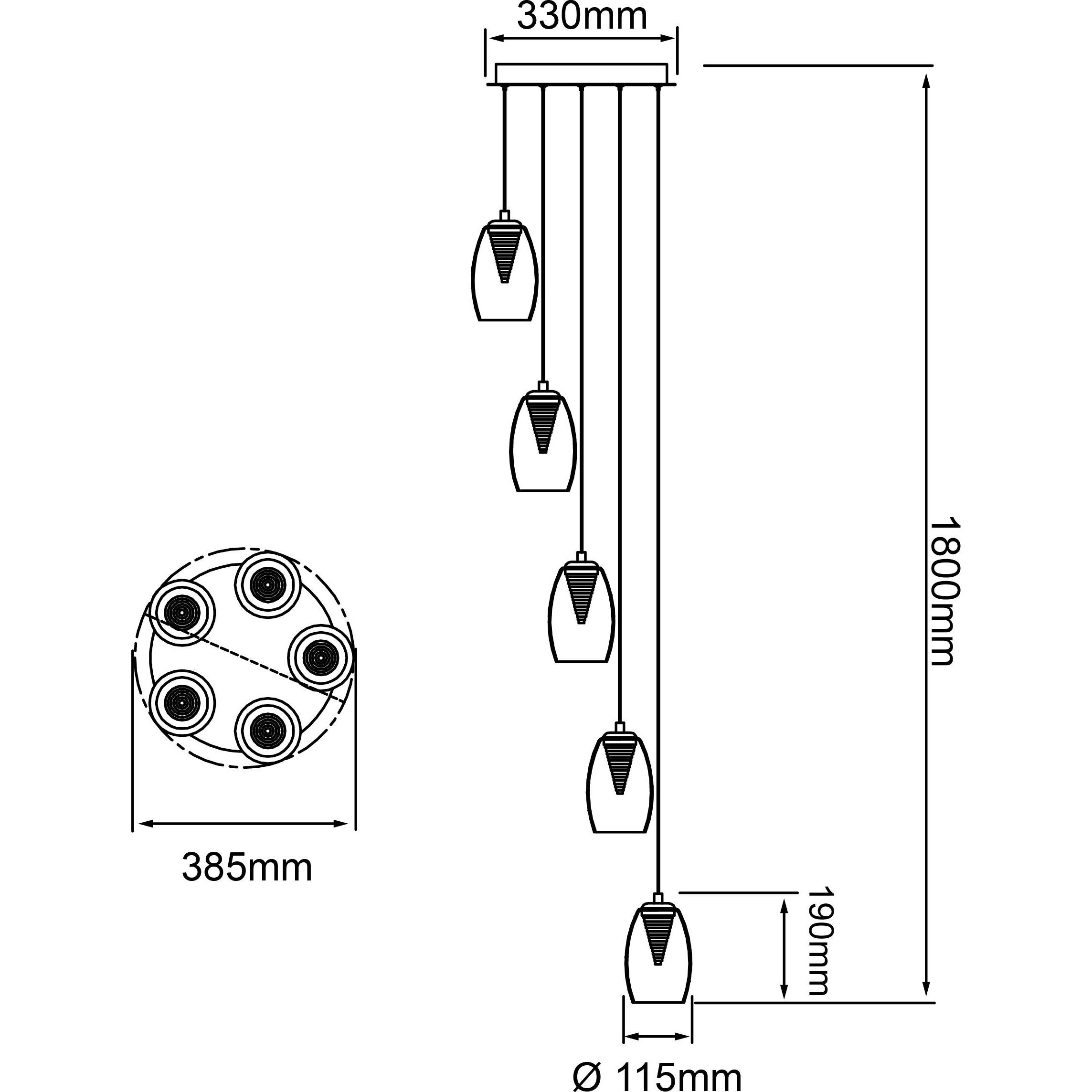Thumbnail - Brilliant, Pendelleuchte, Metropolis LED 5W PE 5-RO easydim Pendelleuchte, 5-flammig (2300 lm)