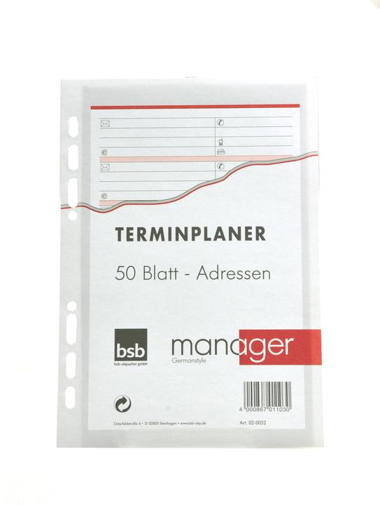 Actual product image BSB-Obpacher Address inserts for timer approx. A5, 50 sheets (A5)