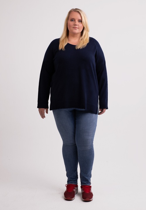 Immagine prodotto Cash-Mere Kaschmir V-Ausschnitt Pullover mit Seitenschlitzen (3XL)